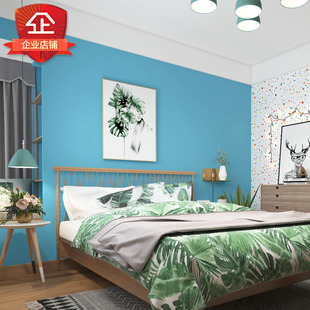 北欧蓝色墙纸地中海风格莫兰迪色现代简约客厅卧室背景无纺布壁纸