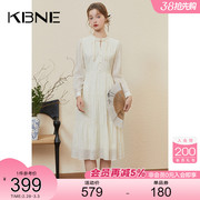 连衣裙女白色中国风新中式女装kbne2024春季长袖绝美气质裙子