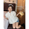 咸蛋小虾米夏装女童改良新中式，衬衫儿童白色t恤娃娃衫中国风上衣