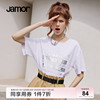 jamor白色T恤女夏季圆领t恤女时尚印花图案宽松短袖上衣