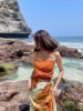 泰国海边旅游度假沙滩裙设计感挂脖背心，扎染半身裙两件套装