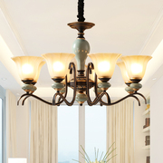 定制客厅吊灯铁艺陶瓷灯复古美式欧式奢华大气灯饰卧室餐厅灯书房