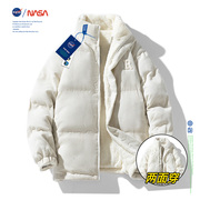 NASA双面穿立领棉衣男秋冬季潮牌加绒加厚棉袄灯芯绒棉服外套