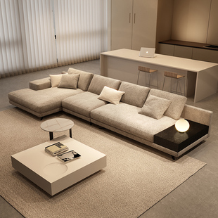 纳威意式极简布艺沙发北欧现代简约客厅大平，层户型l型转角侘寂风
