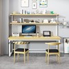 简约实木电脑桌书桌书架组合小户型，学习桌子洞洞，板书柜一体置物架