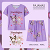 kuromi儿童牛奶丝睡衣套装，夏季紫色库洛米短袖空调服中大童家居服