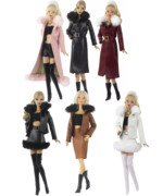 6分30厘米换装洋娃娃玩具衣服冬装皮衣毛领外套多件套 小女孩礼物
