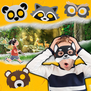 儿童动物面具浣熊猫头鹰熊猫麋鹿兔子讲故事道具表演幼儿园万圣节