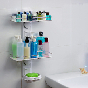 嘉宝吸盘卫生间置物架壁挂厕所三层收纳架洗手间角架肥皂盒香皂架