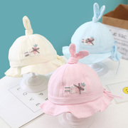 0-3个月婴儿帽子春夏季薄款女宝宝公主遮阳太阳帽2幼儿渔夫帽防晒