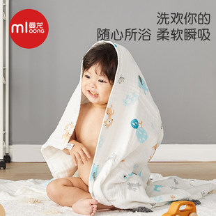 曼龙初生婴儿浴巾纯棉，超柔吸水大毛巾幼儿洗澡巾，宝宝卡通速干盖毯