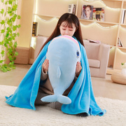 卡通鲸鱼抱枕公仔毛绒玩具抱枕，毯沙发枕头椅子靠垫两用珊瑚绒毯子