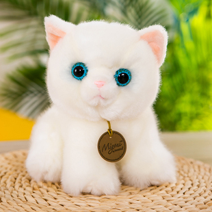 正版可爱小白猫毛绒玩具公仔发声猫咪玩偶布娃娃儿童生日女生