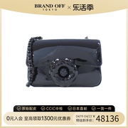 中古CHANEL香奈儿女包A级95新shoulder bag黑色漆皮山茶花斜挎包