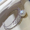 diy珍珠配件s925纯银手镯空托时尚，气质手圈半成品手工空托女银托