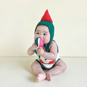 2023夏季韩版婴儿，连体衣ins西瓜印花造型，哈衣宝宝包屁衣百天