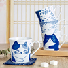 日本进口马克杯招财猫图案陶瓷，杯子家用咖啡，水杯办公室卡通茶杯