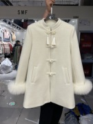 新中式国风盘扣中长款羽绒小香风外套女冬季韩版复古洋气羊毛大衣