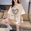 华夫格短袖t恤女夏装韩版宽松大码中长款小众设计感小个子上衣潮