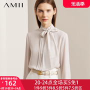 Amii打底衫衬衫女长袖雪纺衬衣2024春季法式上衣高级感轻奢