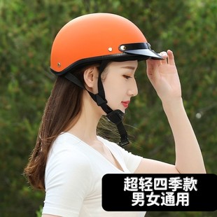 国标3C认证复古电动电瓶车单车男女半盔头灰四季轻便式安全帽头盔