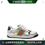 99新未使用香港直邮gucci古驰女士银色皮质帆布鞋627833-1