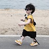 男童夏装套装2024年中小儿童帅气黄色扎染无袖上衣百搭两件套