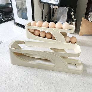 滚蛋鸡蛋收纳盒冰箱用侧门鸡蛋保鲜盒双层滑梯台面禽蛋食物收纳盒