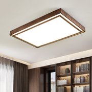 极简新中式北美黑胡桃实木复古吸顶灯长方形led客厅卧室灯具长形