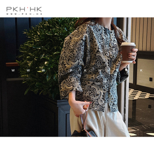 PKH.HK特2024春新 温柔方寸之美 高出镜唐装新中式翻袖时髦短外套