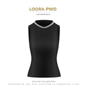 LOORAPWD罗拉密码/时尚修身链条设计轻奢黑色无袖背心23WLAI0007N