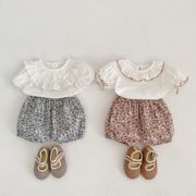 婴儿夏装婴幼儿女童小宝宝短袖，娃娃衫上衣+短裤两件套装超萌衣服
