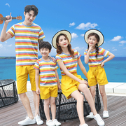 夏季网红亲子装夏装一家三口短袖T恤韩版休闲父子母女母子装套装