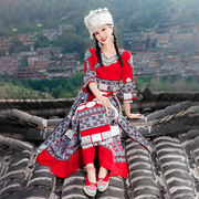 少数民族演出服苗族舞蹈服装旅拍网红长裙套装苗寨风情成人女