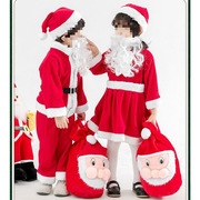 圣诞节服装儿童演出表演服金丝绒男女孩圣诞老人衣服圣诞老人严选
