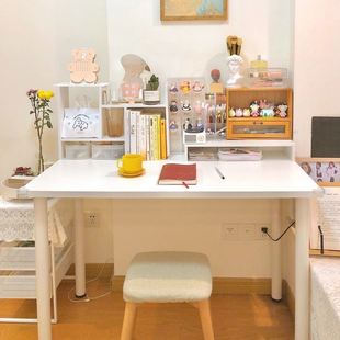 宜家桌子简约女生卧室，电脑桌台式化妆学习ins办公桌白色写字书桌
