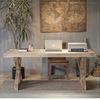 定制美式书桌实木双人，家用台式松木电脑桌，简约原木写字台长条桌办