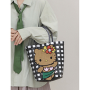 可爱卡通手拎黑皮kitty编织包少女辣妹凯蒂猫包包宅女同款手提袋