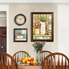 客厅复古挂画带钟表餐厅装饰画，美式背景墙壁画时钟餐桌欧式油画