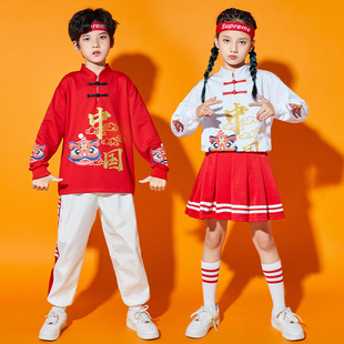 儿童啦啦队演出服，中国风小学生运动服