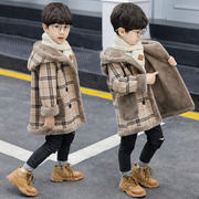 促韩国男童呢子大衣毛呢，加厚外套秋冬装，2023洋气帅气中大儿厂