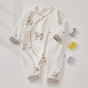 婴儿衣服秋装婴幼儿长袖和尚服哈衣无骨系带，斜襟蝴蝶衣新生儿衣服