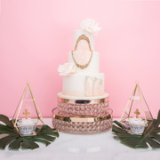 金色欧式玻璃花盒婚礼甜品台装饰摆件甜品台布置展示架首饰收纳盒