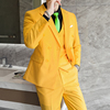韩版糖果彩色西服男套装，商务大码影楼，拍照双排扣西装主持演出礼服