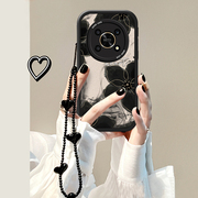 适用于华为荣耀X30网红同款手机壳时尚水墨花朵女ADY-AN00创意硅胶保护套全包边防摔软壳