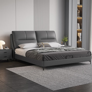 真皮床现代简约1.8米m双人床意式极简轻奢软床婚床储物主