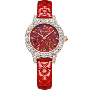 2021蒂玮娜个性时尚手表奢华满镶钻真皮带石英机芯时装女表32000