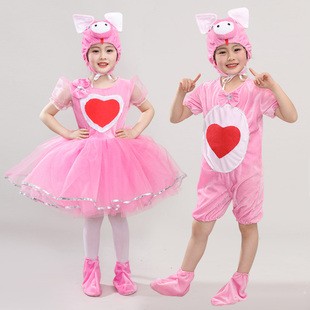 儿童小猪表演服三只小猪演出服，幼儿连体可爱动物造型衣服舞蹈纱裙