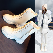 马丁靴女鞋子2023雪地长靴，冬季加绒棉鞋，白色靴子秋冬中筒女靴