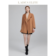 ladyselite慕裁大衣女羊毛，双面呢通勤风，驼色斗篷式短款外套春夏